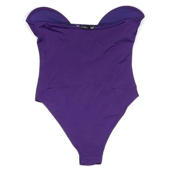 ZARA Sexy Purple Corset V Neck Strapless Swimsuit Size Small S Bloggers Fave - Picture 4 of 7